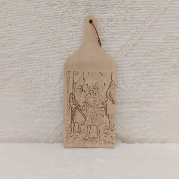 Tagliere legno inciso a laser Urthos e Buttudos 35×14cm