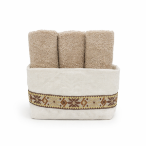 Cestino Bagno con 3 Lavette Ospite in Cotone